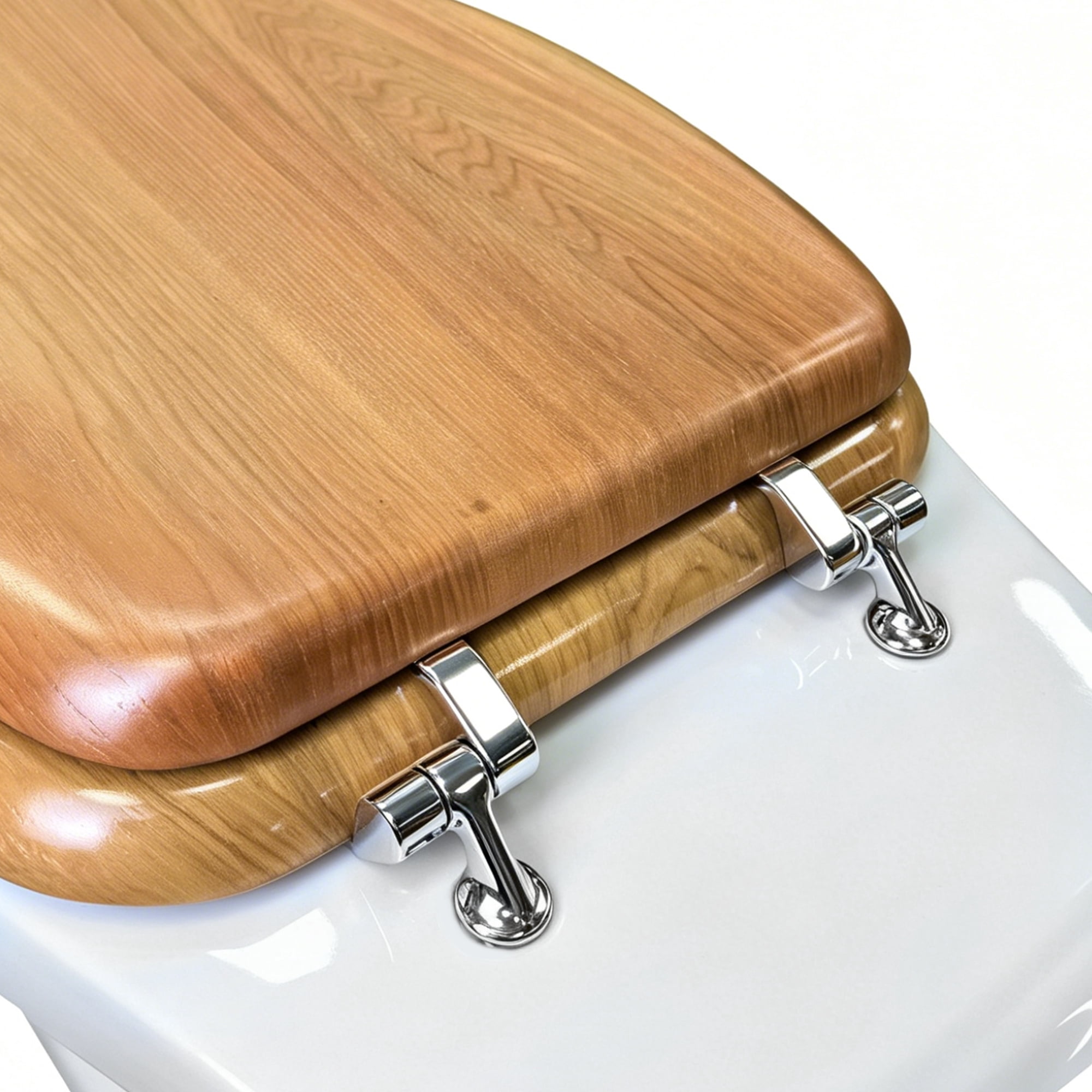 Rayport Brown Elongated Molded Solid Wood 19", Elongated Toilet Seat