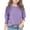 Purple, variant on KAUOD Girls Summer 3/4 Puff Sleeve Crewneck Tops Trendy Tees Shirts for Teen Casual Solid Color Soft Tshirt Blouses