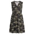 thumbnail image 5 of Women's Beach Dress V Neck Button Sleeveless Print Pleated Sundress Summer Vacation Casual Midi Dresses (XL, Black), 5 of 7