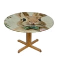 thumbnail image 3 of WYYP Rabbit Flowers Butterflies Round Tablecloth Waterproof Resistant Fabric 100% Polyester Fiber with Elastic Edge White, 3 of 8
