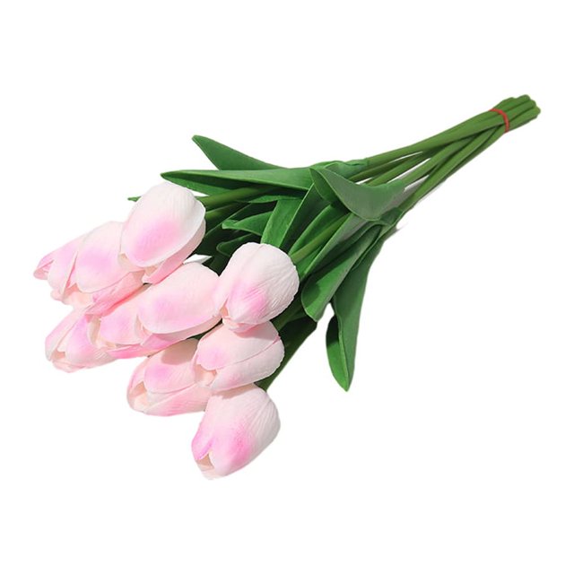 Ounissouiy 10 bolsas de tulipanes simulados flores brillantes y encantadoras para la decoración del hogar y la sala de estar llena de polvo de Type3 NO3