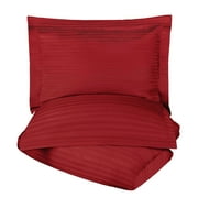 Egyptian Cotton 600 Thread Count Stripe Duvet Cover Set, Burgundy, Full/Queen by Superior