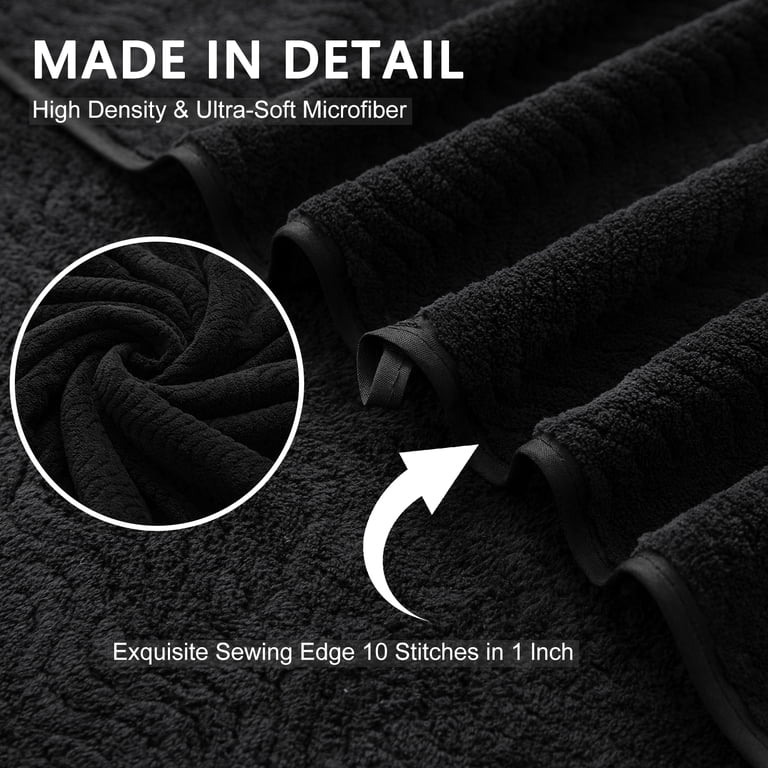 Covina Home 8-Piece Microfiber Bath Towel Set, Black photo 7