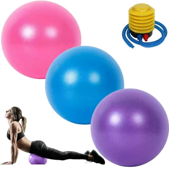 3 pcs Mini 9 inch Pilates Ball for Core Workouts - Ideal for Yoga, Balance Training and Comes with Inflation Pump