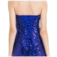 thumbnail image 5 of Angel-fashions Women's Vintage Evening Dress Strapless Sequin Illusion Lace Up Mermaid Long Gatsby Gown Blue Medium, 5 of 6