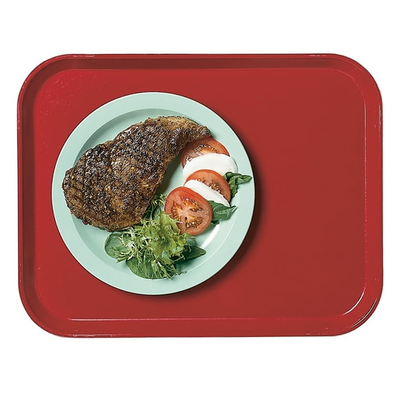 Cambro 1216CL675 Fiberglass Camlite® Cafeteria Tray - 16 3/10" L x 12"W, Steel Red- Case of 12