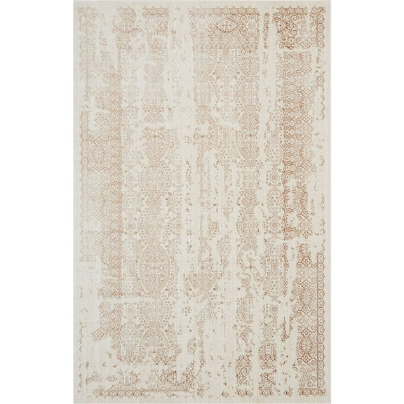 Nourison Silver Screen Ivory/Mocha Area Rug by Nourison KI344 4'X6'