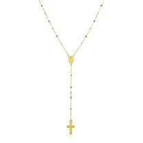 14k Tri Color Gold Lariat Rosary Necklace 26 in