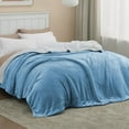 thumbnail image 2 of Sherpa Fleece Blankets Queen Size for Bed - Thick and Warm Blanket for Winter, Soft Fuzzy Plush Queen Blanket for All Seasons, Washed Blue, 90x90 Inches, 2 of 9