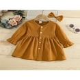 thumbnail image 2 of Tenues d'Automne 2 Pcs pour Filles Tout-Petits Robe Mignonne à Manches Longues Col en V avec Nœud pour Cheveux, 2 of 7