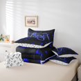 thumbnail image 5 of 7 Piece Boys Gaming Bed in a Bag Gamer Bed Set, Blue Geometry Honeycomb Print Bedding Set With Comforter Gamepad Controller Decor Fitted Sheet Modern Abstract Plaid Cushiom Covers, 5 of 5