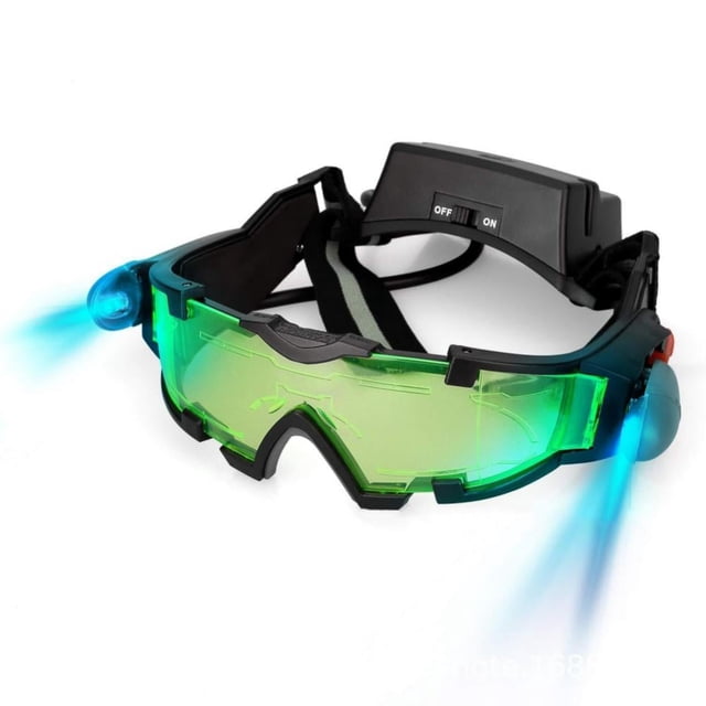 Lunettes de Vision Nocturne pour Enfants, Équipement Espion Ajustable, Lunettes de Mission Nocturne avec Lumières Rabattables, Lentille Verte, Cadeau pour Enfants pour Course, Vélo, Ski, pour Protéger les Yeux
