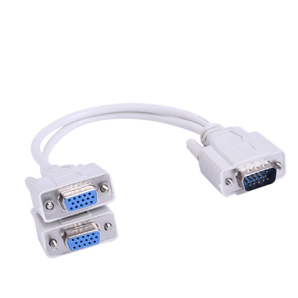 0.2M 1 Male To 2 Dual Female PC VGA SVGA HD15 Monitor Y Splitter Adapter Cable