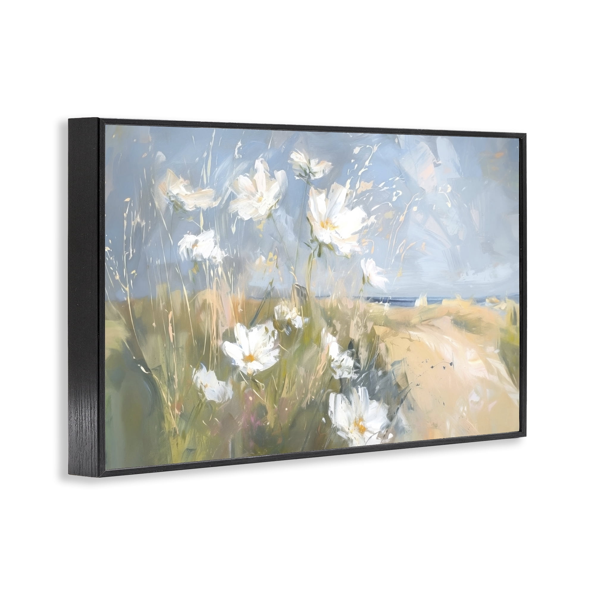 Stupell Industries Seaside Wildflowers Scenery Botanical & Floral Painting Black Framed Art Print Wall Art, 18 x 12