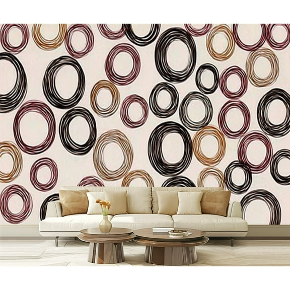 Peel and Stick Wallpaper Waterproof seamless for textile doodle circles Wall Mural Decor Self Adhesive and Removable 69in x 98in
