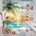 thumbnail image 4 of 72Wx84H Extra Long Shower Curtain for Bathroom Decor Beach Palm Tree Ocean Quotes Coastal Sunset Scenery Inspirational Art Printed Fabric Polyester Waterproof 12 Pack Plastic Hooks, 4 of 6