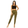 thumbnail image 4 of Double Denim Women's Cargo Jogger Casual Elastic High Waist Sweatpants Tapered Leg Fatigue Pants with 6 Pockets SCP-2049 Olive M, 4 of 7