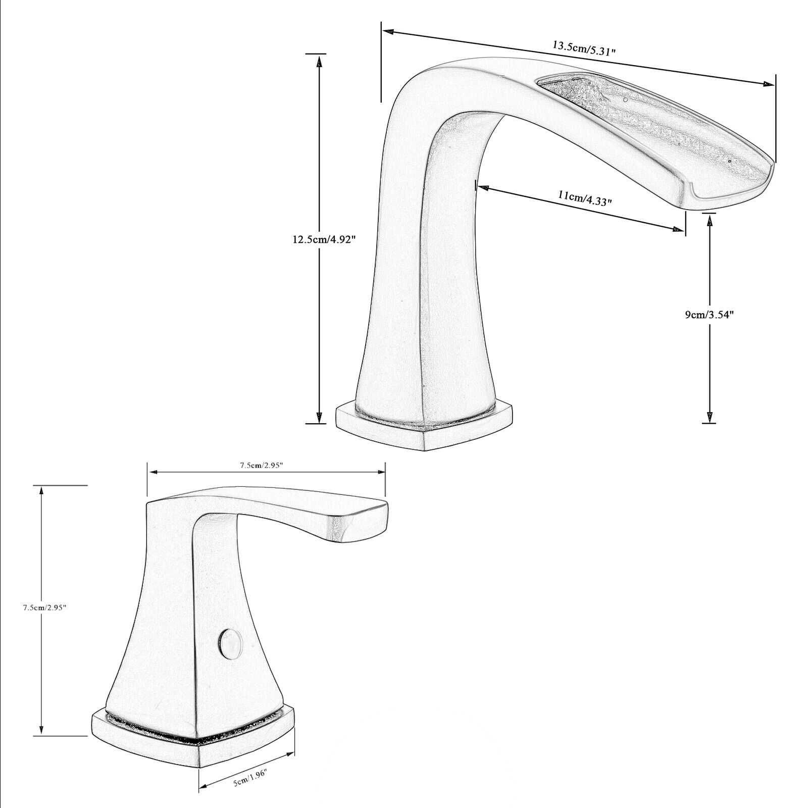 Zovajonia 8 Widespread Waterfall Bathroom Sink Faucet 3 hole Vanity Mixer Brushed Nickel