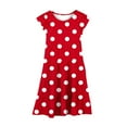 thumbnail image 4 of Ugoldhm Girls' Summer Polka Dot Fit & Flare Sundress Short Sleeve, Crew Neck, Casual Style for 6-15 Years, 4 of 7