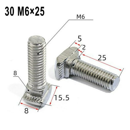 

20Pcs T-Head Bolt For Profile 30 Type And 40 Type Groove 8 Thread M6 M8