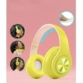 thumbnail image 6 of Bluetooth Over Ear Headphones, Wired & Wireless Yellow Gaming Headphone, Colorful LED Lights, Foldable Hi-Fi Stereo Headphones with Mic & 3.5mm Jack Suitable for Classroom/Home Office/PC/Mobile, 6 of 8
