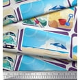 thumbnail image 3 of Soimoi Polyester Crepe Fabric Chair,Girl & Beach Surfboard Patchwork Print Fabric by Yard 52 Inch Wide, 3 of 3