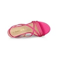 thumbnail image 4 of BLISSFUL STEP Women's Solid Color Strappy Slingback Block High Heels Sandals Hot Pink 6, 4 of 7