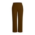 thumbnail image 5 of FRSASU Dress Pants for Women Straight Leg High Waisted Casual Stretch Business Long Trousers with Pockets Brown, 5 of 6