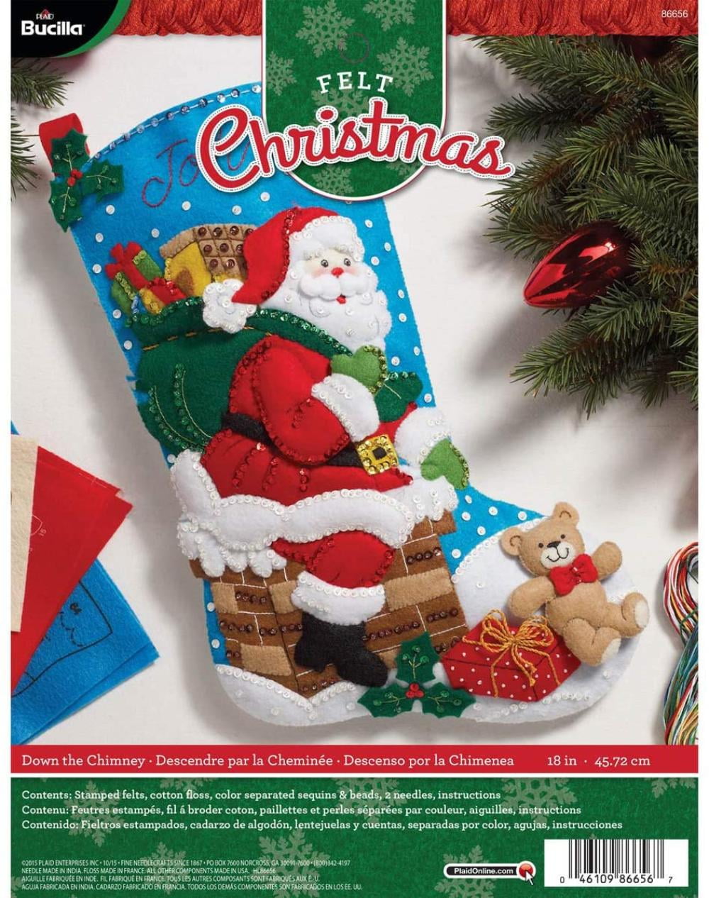 Christmas Bucilla STOCKING FELT Applique Holiday Kit,ROCK & ROLL SANTA,84587,18"