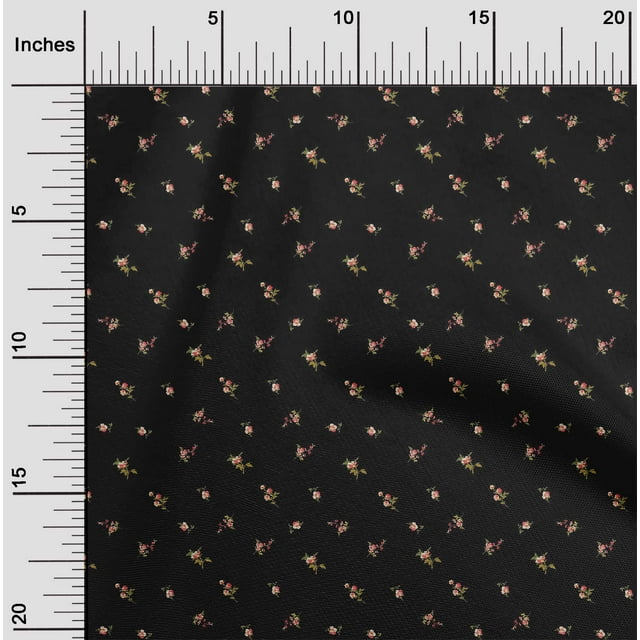 oneOone Silk Tabby Fabric Leaves & Flower Floral Printed Fabric 1 Yard 42 Inch Wide