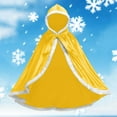 thumbnail image 2 of IVEYRTF Childrens Hooded Cape Long Solid Color Cloak for Kids Holiday Party Dress Up Outfits Play Pretend Fashionable Midweight Outerwear for Boys and Girls(Yellow,9 Years), 2 of 7
