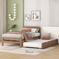 thumbnail image 5 of EBQOSK Modern Design Platform Bed Frame with 2 Drawers Walnut, 5 of 7