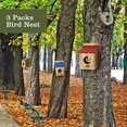 thumbnail image 6 of 3 Pcs Wooden Bird Houses for Outside Bird House with Pole Wood Hanging Birdhouse for Outdoor Small Bird Nest Box for Finch, Bluebird, Cardinals, Hummingbird, Parakeet Garden Perch House, 6 of 6