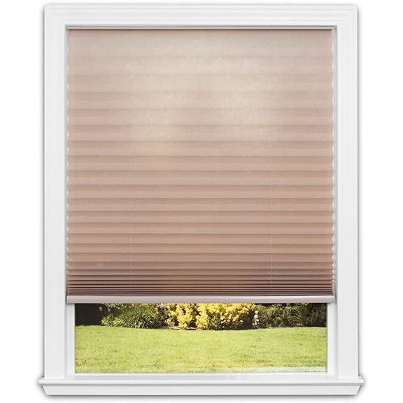 Redi Shade No Tools Trim-at-Home Easy Lift Pleated Fabric Cordless Shade, Light Filtering, Natural, 60" W x 64" L, Fits Windows 43" W to 60" W