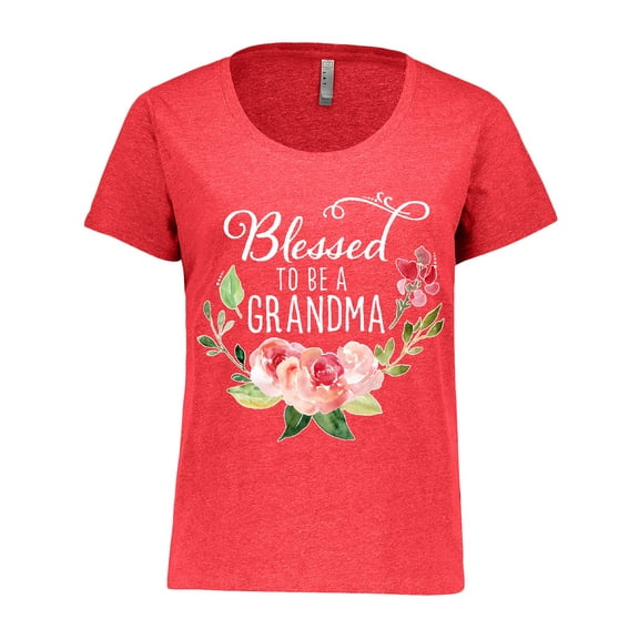 Inktastic Blessed to Be a Grandma with Flowers Women's Plus Size T-Shirt