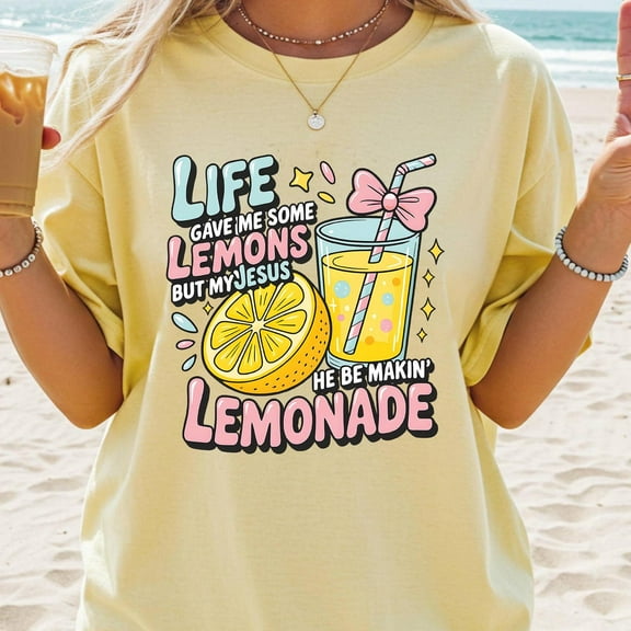 Comfort Colors Jesus Lemonade T-Shirt – Life Gave Me Lemons But My Jesus Makes Lemonade, Faith-Based Christian Tee
