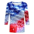 thumbnail image 4 of Sijiajgjfu Women's American Flag Sequin Shirts 3/4 Sleeve Oversize Star Stripes Tunic Top Blouses 2025 Multicolor M, 4 of 5