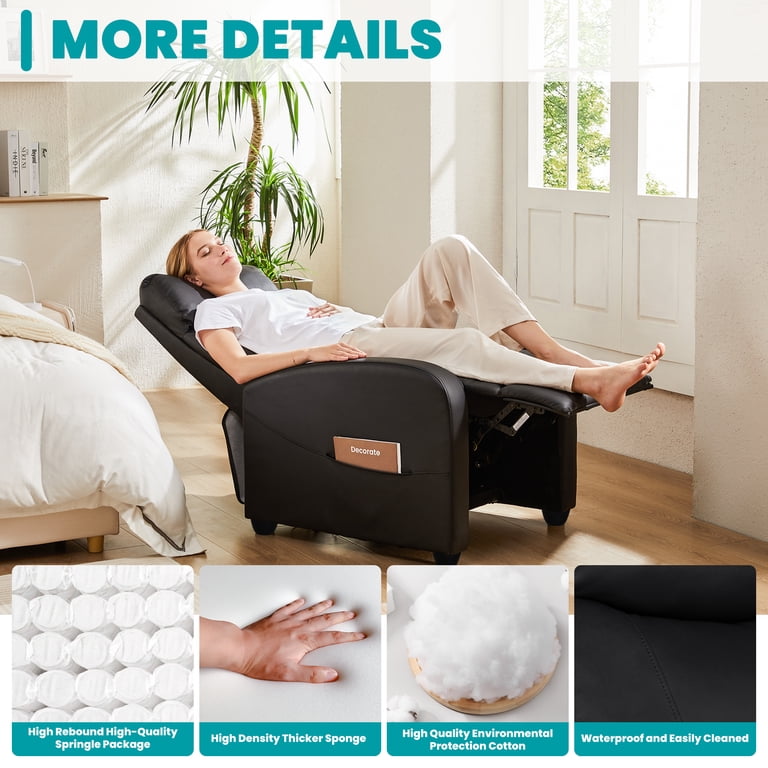 Edx Recliner Chair, Black with Footrest and Side Pocket photo 7