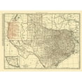 thumbnail image 2 of Rand McNally 32x25 Black Ornate Wood Framed with Double Matting Museum Art Print Titled - Texas State Railroads - Rand McNally 1900, 2 of 4