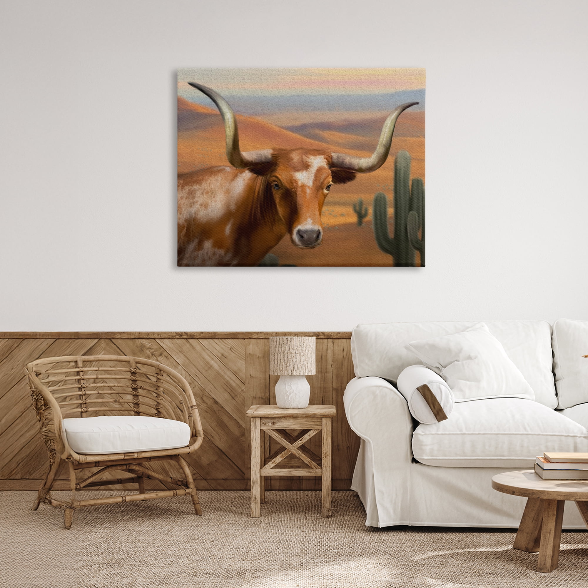 Stupell Industries Longhorn Western Landscape Canvas Wall Art, design by Matthew Piotrowicz