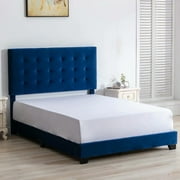 Morden Fort Upholstered Platform Bed Frame with headboard Velve Full, Blue