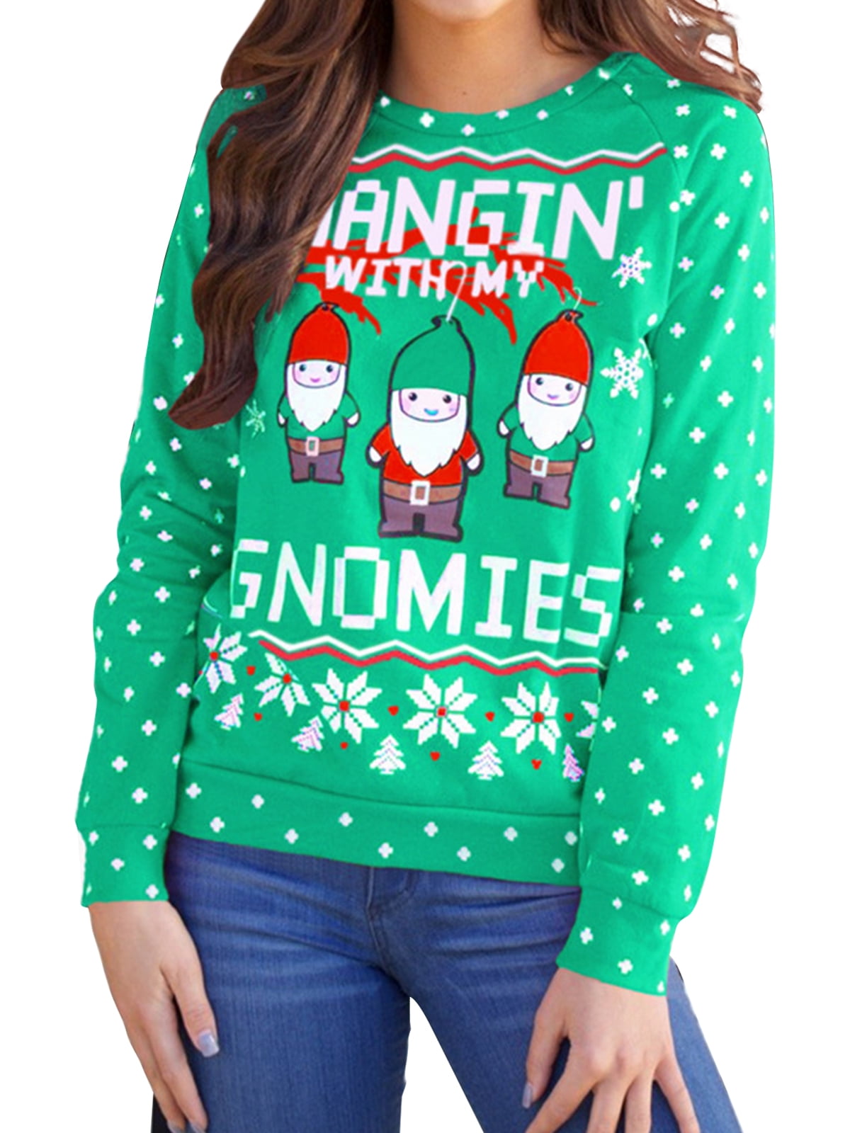 Christmas Sweatshirts for Women Long Sleeve Pullover Tops Crewneck Jumper Sweater Casual Shirts Tunics