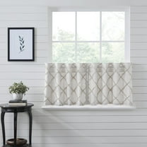 VHC Brands Ashmont Grey Ticking Stripe Country Farmhouse Short Panel Curtain Set 63"x36"