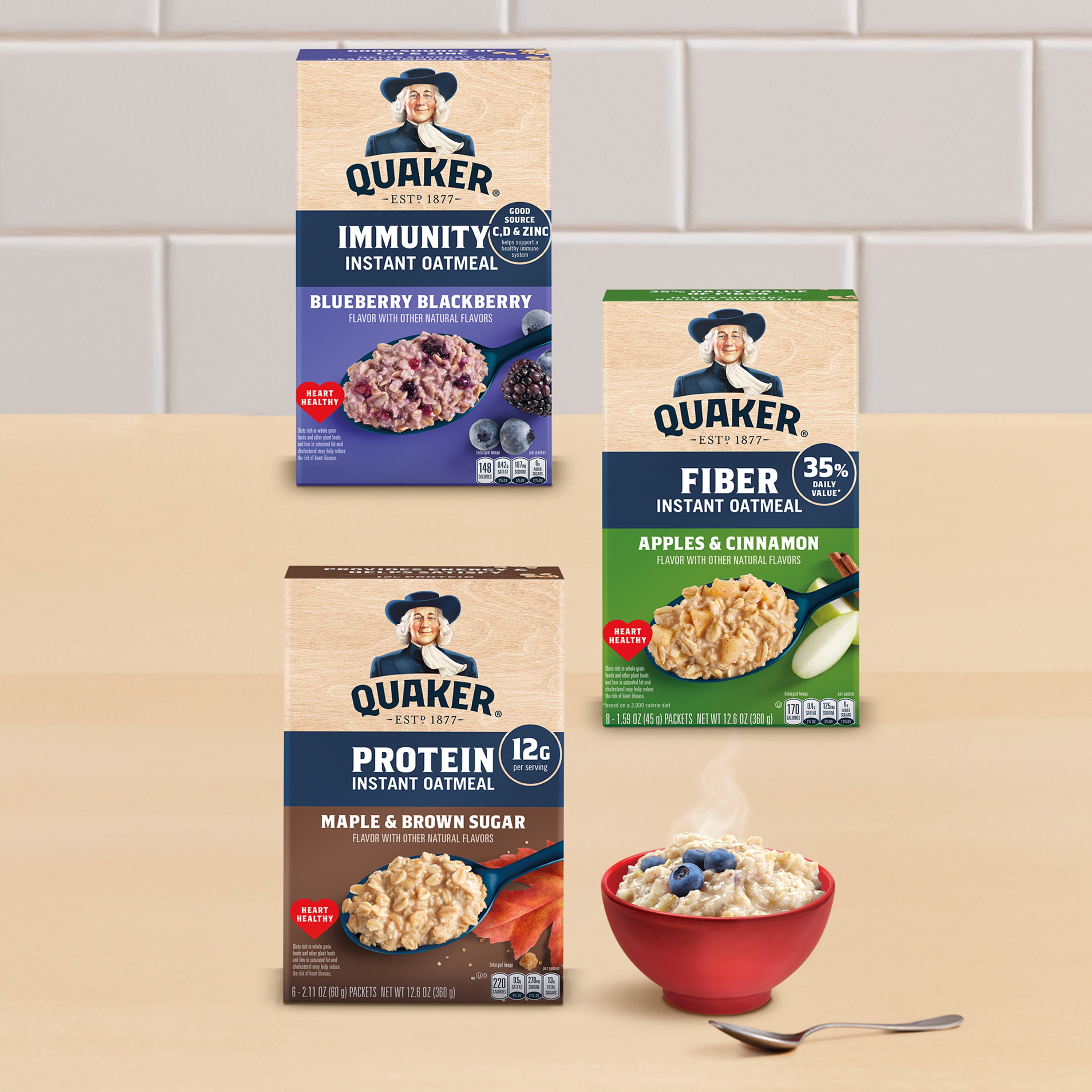 (6 pack) Quaker Essentials Instant Oatmeal, Variety Pack, Good Source of Vitamins, Protein and Fiber, 10.3 Ounce