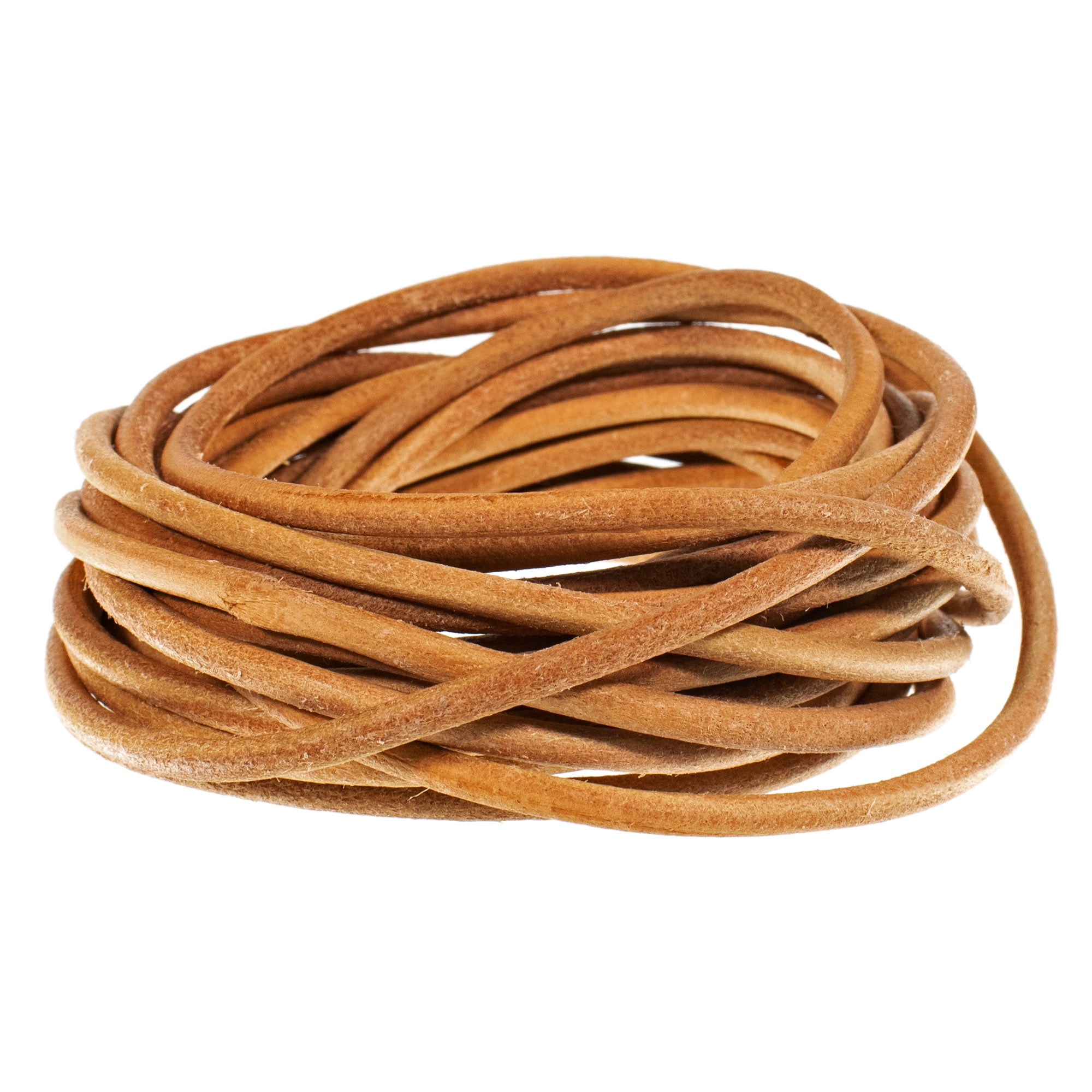 Craft County Round Leather Cord for DIY Jewelry, Clothing, Accessory, and Decor - Multiple Diameter, Length, and Color Options