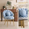 thumbnail image 5 of Ktaxon Vanity Makeup Chair with Teddy Velvet, Shell Design Accent Desk Chair with Lumbar Pillow and Gold Legs, Office Seating for Women Blue, 5 of 9