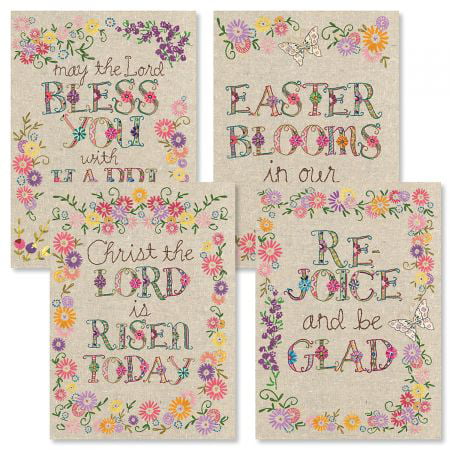 Stitched Easter Greeting Cards - Set of 8 (4 designs), Large 5