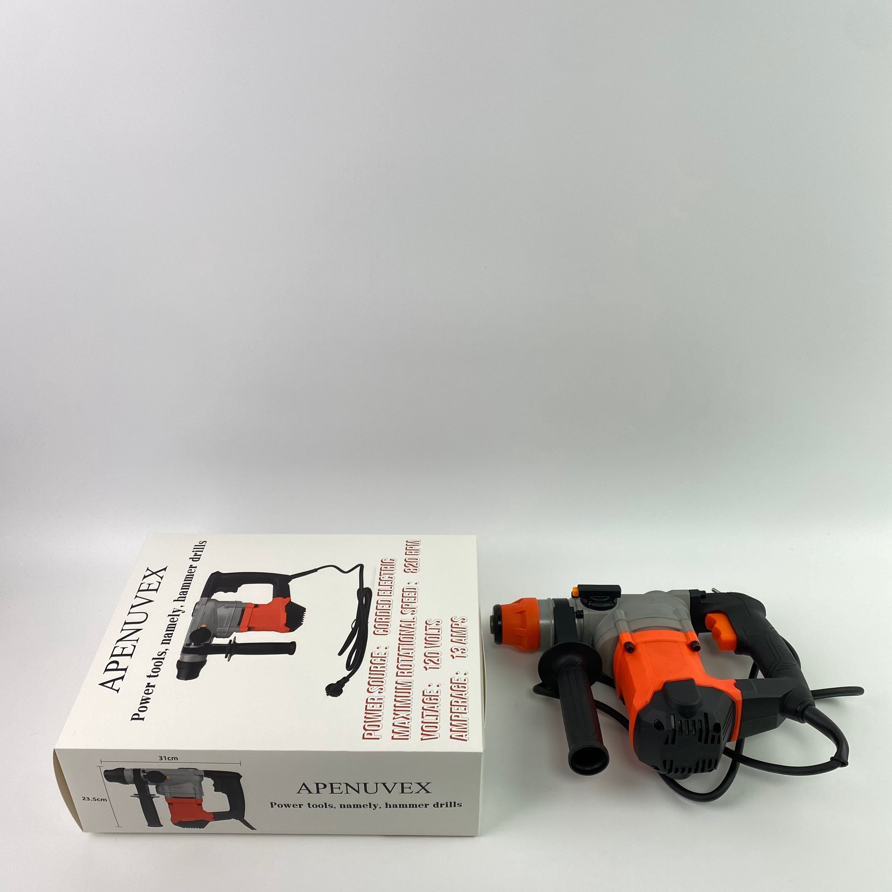APENUVEX Power tools, namely, hammer drills,Rotary Hammer Drill with Vibration Control and Safety Clutch,13 Amp Heavy Duty 1-1/4 Inch Demolition Hammer for Concrete-Including