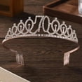 thumbnail image 2 of DESIGNICE Crown Crystal Rhinestone Wedding Headpiece Princess Crown Electroplating Alloy Comb Crowns for Women 12.5x5cm,Number40, 2 of 2