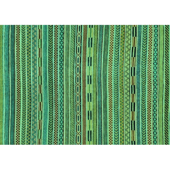 Ahgly Company Machine Washable Indoor Rectangle Abstract Turquoise Blue Modern Area Rugs, 8' x 12'